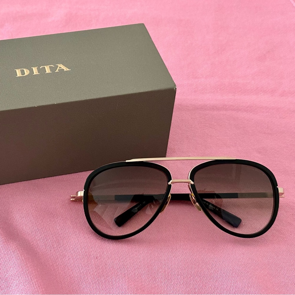 Black/Gold DITA Mach-Two Aviator Sunglasses